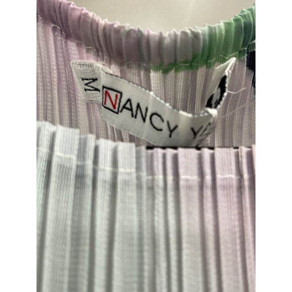 Nancy Yang Art-Inspired Midi Dress Abstract Floral Pleated Medium NWT - Picture 7 of 7